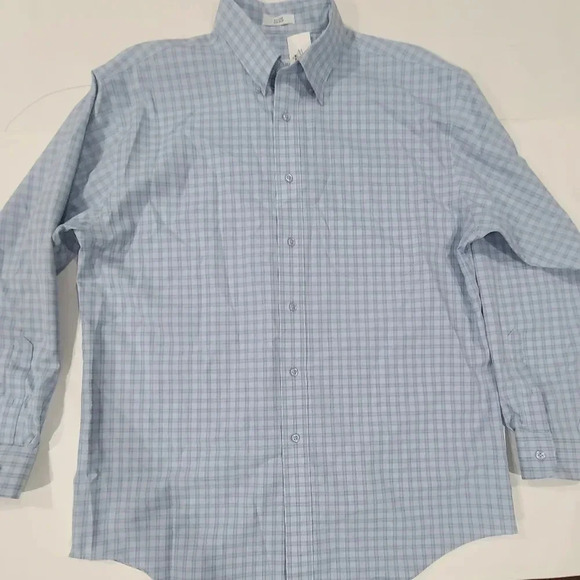 NWT Joseph & Feiss Large Cotton 80's 2 Ply Non Iron Button Up Checkered Blue - Picture 2 of 8
